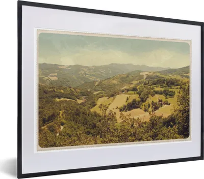 Produktbild von MuchoWow® MuchoWow® Gerahmtes Poster Landschaft - Vintage - Italien 40x30 cm - Poster mit zchwarzem Bilderrahmen - Bilderrahmen - Poster im Rahmen