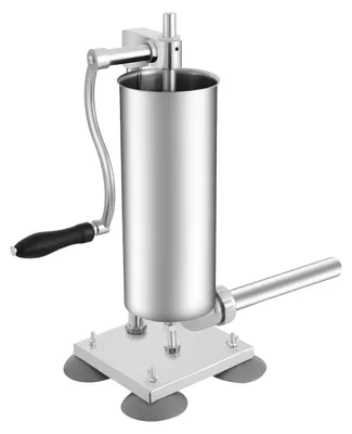Produktbild von Manueller Wurstfüller - Wurstmaschine 3 l / 2,7 kg - Edelstahl - 4 Füllrohre 15–28 mm - Vertikales Tischgerät - Silber