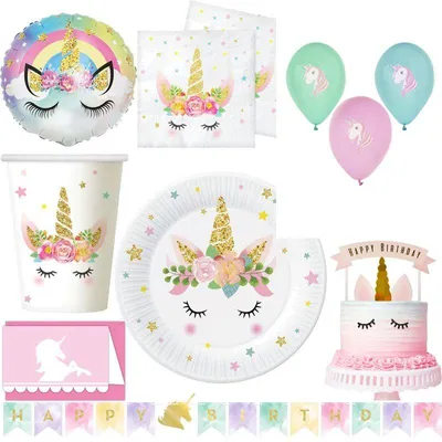 Produktbild von Partyset Einhorn Geburtstagsdeko Party Deko zum Kindergeburtstag