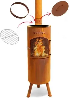 Obrázok produktu pre Záhradné kachle BonFeu BONGIANO LP Corten - Ø 30 cm x V 153 cm
