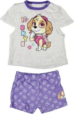 Produktbild von Paw Patrol Skye Mädchen Baby Kurzarm Shirt plus Shorts – Grau / 80