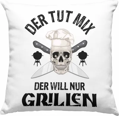 Produktbild von Trendation - Grill Deko-Kissen mit Füllung 40x40 Geschenk Männer Steak Liebhaber Grillen Geschenkidee Vater BBQ's (Rosa)