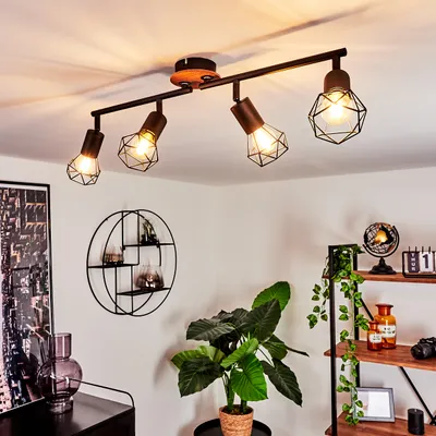 Produktbild von Borio »Borio« 4-flammige Deckenlampe aus Metall/Holz in Schwarz/Braun