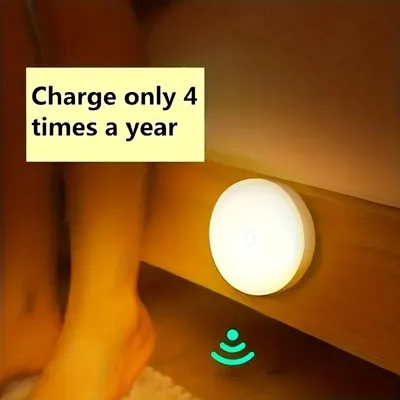 Produktbild von LED Nachtlicht mit Bewegungsmelder, kabellos, wiederaufladbar, für Schlafzimmer, Treppe – Kaltweiß
