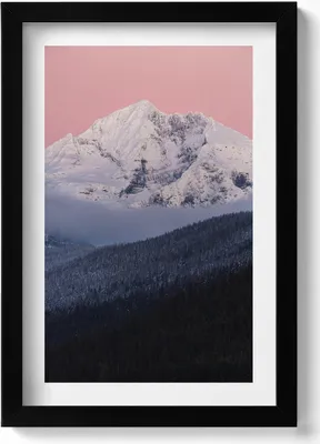 Produktbild von Wald und schneebedeckter Gipfel– Wandbild mit Rahmen – Gerahmtes Bild  – Wanddekoration – 20x30 cm – Schwarz