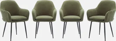 Produktbild von sweeek - 4er Set Samt Sessel mit Metallbeinen - Dunkelkhaki