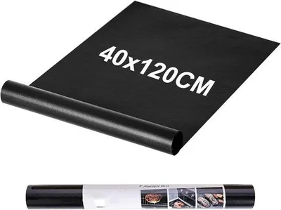Produktbild von Famanu BBQ-Grillmat Extra groß - 40 x 120 cm - zuschneidbar - Teflon - antihaftbeschichtet - wiederverwendbar - für Gas- und Holzkohlegrills