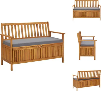 Zdjęcie produktu dla vidaXL Ławka ogrodowa ze schowkiem 120 cm z litego drewna akacjowego - Ławki ogrodowe