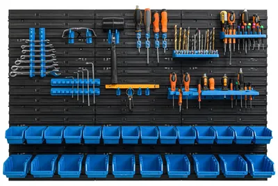Immagine prodotto di Pannello portattrezzi per officina - Pannello di stoccaggio - 115 x 78 cm - 24 contenitori