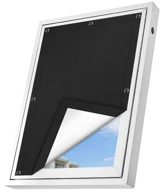 Productafbeelding van Dakvenster verduisteringsrolgordijn - Lichtdicht met zuignapbevestiging - Geen boren nodig - 93 cm x 96 cm - Zwart