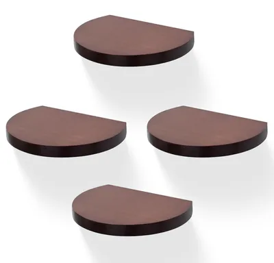 Image de Étagères de 15,2 x 11,5 cm, lot de 4, en bois, finition noyer foncé, idéales pour les petits objets