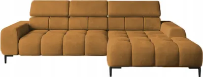 Zdjęcie produktu dla DomoHome Narożnik tapicerowany w kształcie litery L prawy bok | 177x270 cm | Narożnik z funkcją spania Sofa rozkładana Funkcja spania Małe 3 siedziska Regulowane zagłówki Regulowane siedzisko | Złoty