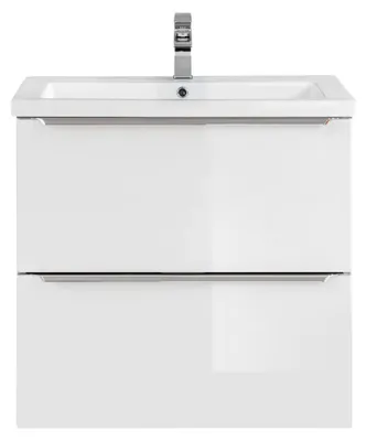 Image de Ensemble de meubles de salle de bains 60cm lavabo avec meuble sous-vasque tiroir armoire suspendue