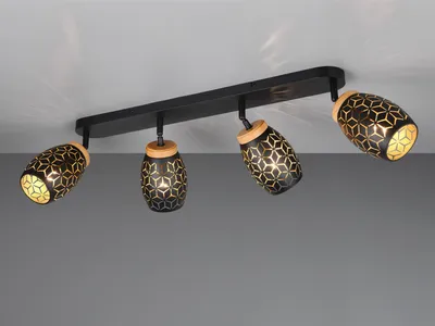Produktbild von LED Deckenstrahler 4-flammig ausgefallene Deckenleuchte Flur Schwarz Gold B:74cm