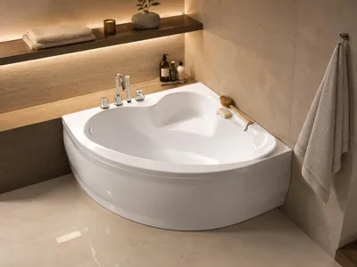 Produktbild von ECOLAM Badewanne Eckbadewanne Eckwanne Wanne Acryl Standard mit Sitz 130x130 Schürze Füße Silikon + Ablaufgarnitur GRATIS Komplett-Set