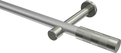 Produktbild von Interdeco Gardinenstange / Vorhangstange Silbergrau / Edelstahl-Optik, Typ Prestige Mavell (Zylinder) ohne Ringe, 20 mm Ø 1-läufig, 120 cm