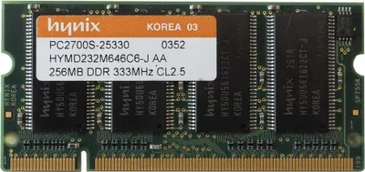 Obrázek produktu pro Hynix Hymd232m646c6-j AA, DDR1, 256 MB, 333 MHz, modul RAM typu SODIMM, pro notebook, PC2-2700S