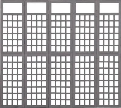 Produktbild von vidaXL Spalier/Paravent 5-teilig Massivholz Tanne Grau 201,5x180 cm