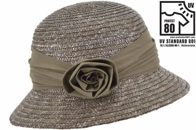 Seeberger eleganter Strohhut-Glocke mit Blume & UV-Schutz 80 in grün