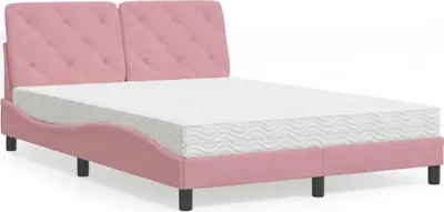 Produktbild von vidaXL Bett mit Matratze Rosa 140x190 cm Samt