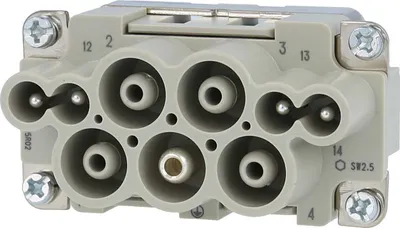 Produktbild von HARTING Han K4/4 Stifteinsatz (M) Axialschraub- / Käfigzugfederanschluss, 8-polig 4/4+PE 690V - 250V Steuerkontakt,