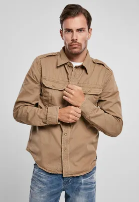 Produktbild von Brandit Langarmhemd Herren Vintage Shirt camel Basics, Festival 100% Baumwolle M