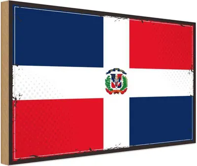Produktbild von vianmo Holzschild 30x40 cm Dominikanische Republik Retro Flagge Fahne Wappen