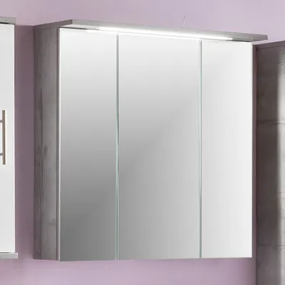 Produktbild von Spiegelschrank Badezimmer NITRA-80 in Steingrau mit LED-Beleuchtung, B/H/T: 70,5/72,3/23,7 cm