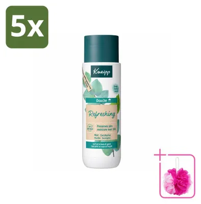 Imagen del producto de 5 unidades de gel de ducha Kneipp, refrescante, con menta y eucalipto, 200 ml cada uno. Paquete económico