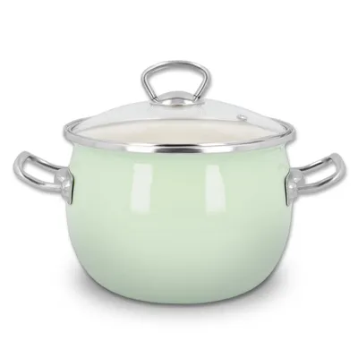 Produktbild von Kuketo | Emaille Kochtopf Set 8-teilig Pastellgrün Mit Deckeln – Induktionsgeeignet, Robust & Hygienisch – Für Suppen, Eintöpfe & Traditionelle Küche