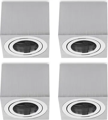 Produktbild von Sweet LED Aufbauspots flach 50mm silber 4x Deckenspots Alu LED strahler eckig