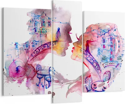 Produktbild von Bild auf Leinwand - Leinwandbild - Paar Liebe Frau urban - 95x80cm - Wand Bild - Wanddeko - Leinwanddruck - Bilder - Kunstdruck - Wanddekoration - Leinwand bilder - Wandkunst - CB95x80-3132