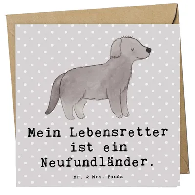 Produktbild von Mr. & Mrs. Panda Grußkarte Neufundländer Lebensretter - Grau Pastell - Geschenk, faltkarte, Glückwunschkarte, doppelkarte, Klappkarte, Newfoundland, anlasskarte