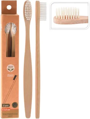 Image de 12 Brosse A Dents Manche Bambou, Fils Nylon 2un
