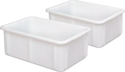 Produktbild von 2 Schwerlastbehälter, weiß, lebensmittelecht, LxBxH 600x400x215 mm, 40 Liter