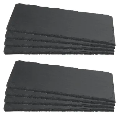 Schieferplatten 8er-Set, 35x12 cm, schwarz, rechteckig