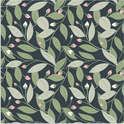 Produktbild von MuchoWow® Poster Blumen - Blätter - Muster 50x50 cm - Wohnzimmerdekoration