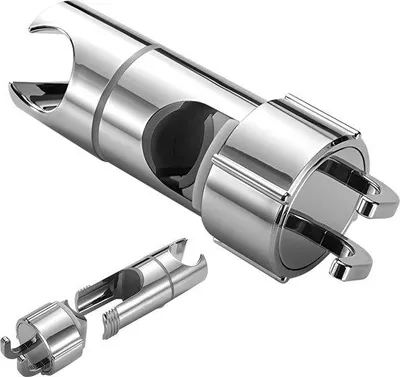Produktbild von Unyqoos® Duschkopfhalterung ohne Bohren – verstellbare Handduschhalterung 16–27 mm, Chrom, Basis 20,5–23,5 mm, 360° drehbar mit Haken