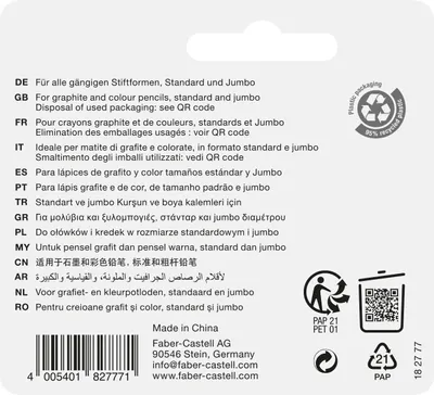 Obrázok produktu pre FABER-CASTELL Spitzer Doppelspitzdose Sleeve L-Hand BK