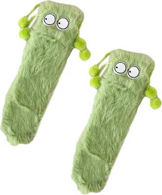 Produktbild von 1 Paar Damen-Socken aus Kunstnerzfleece, extra warm, mit großen 3D-Augen, elastischer Passform, weich, dick und kuschelig.