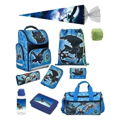 Produktbild von Schulranzen 1. Klasse für Jungen und Mädchen · Dragons Schultasche Drachen · ergonomisch & leicht · 10tlg. Set mit Schultüte