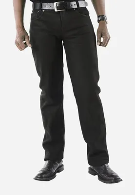 Image de Pantalon en cuir nubuck basique - Noir / 33