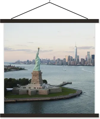 Produktbild von MuchoWow® Textilposter New York - Freiheitsstatue - Amerika 40x40 cm mit schwarzem Rahmen - Fotos