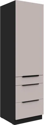 Produktbild von Küchen Hochschrank 60 cm ARONA Kaschmir beige + Schwarz matt Küchenzeile Küchenblock Küche