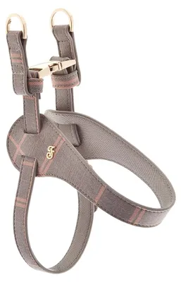 Produktbild von FERRIBIELLA Verstellbares Leder Hundegeschirr Komfort - Rosa und Grau / S