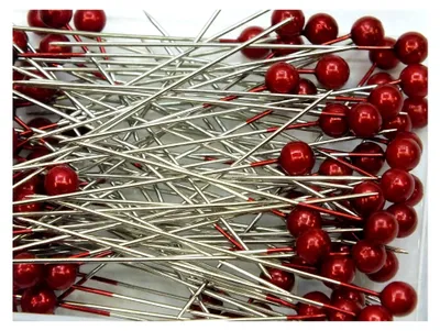 Produktbild von Perlkopf - Dekonadeln Ø 6mm x 65mm, 100 Stück, Farbe: Rot