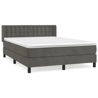 Produktbild von Boxspringbett mit Matratze Dunkelgrau 140x200 cm Samt
