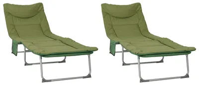 Productafbeelding van vidaXL Opvouwbare ligbed met kussens, 2 stuks, donkergroen