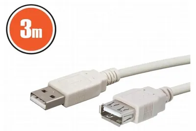 Produktbild von 3 Meter weißes USB-Verlängerungskabel - USB-A-Stecker auf USB-A-Buchse - Praktische Verlängerung für USB-Geräte [20167]
