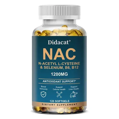 Produktbild von N-Acetyl L-Cysteine (NAC) 1200mg (120 Kapseln) Nahrungsergänzungsmittel, Leber, Lebergesundheit, Konzentration, Focus, Atemwege, Entgiftung, Immunität